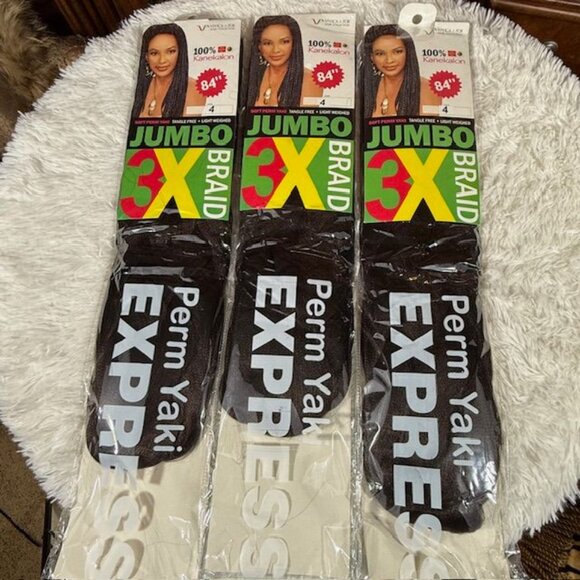 Set of 3 Vivica A. Fox 84" Jumbo 3X Perm Yaki Express Color 4 Braiding Hair - Picture 11 of 13